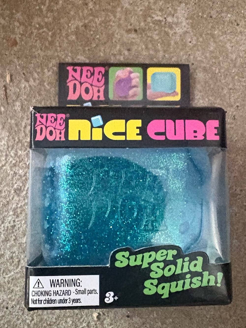 Blue Glitter  Cube Super Solid Squish - Teal Glitter
